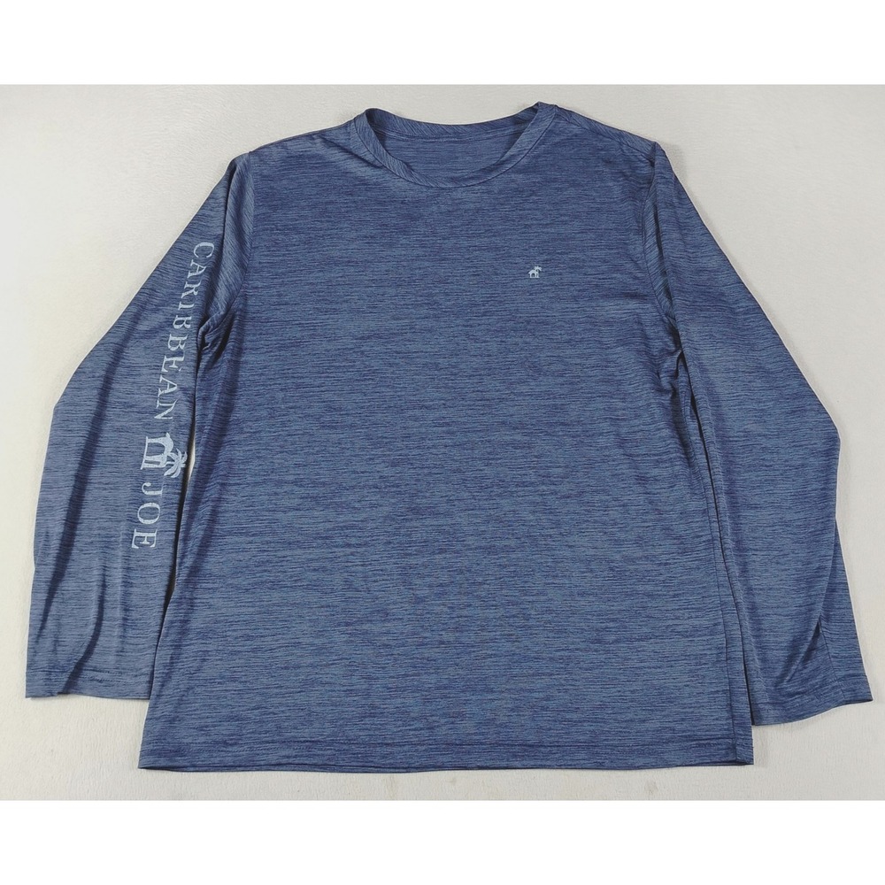 Caribbean Joe Shirt Mens Large Blue Long Sleeve Fishing Charters Graphic Tee